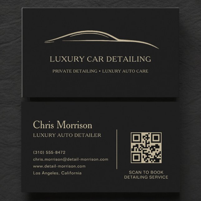 Cartão De Visita Código QR de Luxo para Detalhes de Automóveis Pret (Criador carregado)