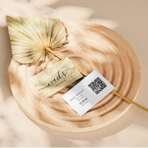Cartão De Visita Código Qr de Manicure de Salão de Nail Elegante Na