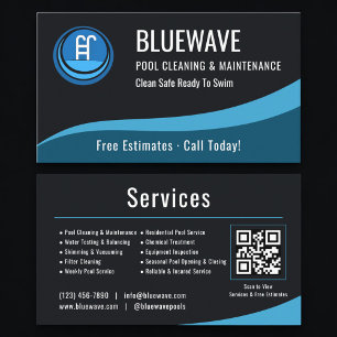 Cartão De Visita Código QR de Manutenção de Piscina Profissional 