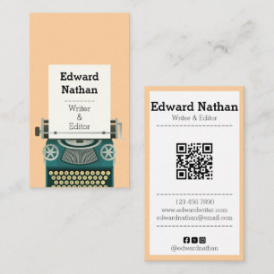 Cartão De Visita Código QR de máquina de escrever profissional retr