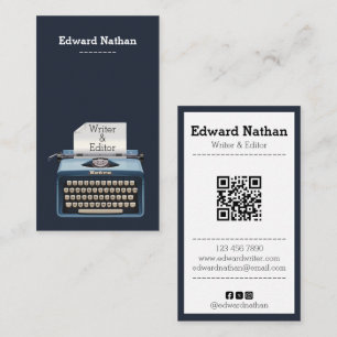 Cartão De Visita Código qr de máquina de escrever profissional retr