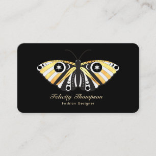 Cartão De Visita Código QR de Mariposas Douradas Celestiais Mística