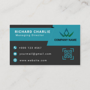 Cartão De Visita Código QR de Marketing Digital Moderno em Verde-az