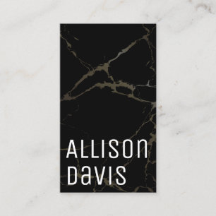 Cartão De Visita Código QR de mármore preto e branco moderno