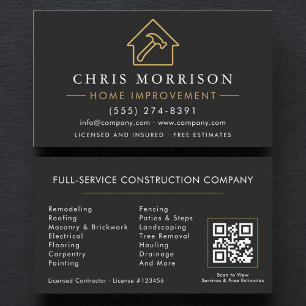 Cartão De Visita Código QR de Melhoria Residencial Profissional