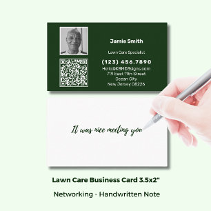 Cartão De Visita Código QR de Mensagem Pessoal Simples Foto Verde B