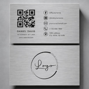Cartão De Visita Código QR de Metal para Advogado