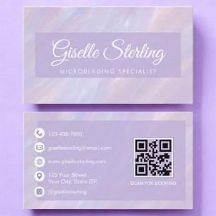 Cartão De Visita Código QR de microbexiga Opal de Pastel Iridescent