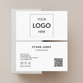 Cartão De Visita Código QR de Mídia Social Branco