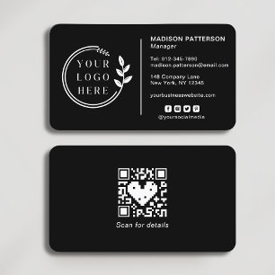 Cartão De Visita Código QR de Mídia Social com Logotipo Personaliza