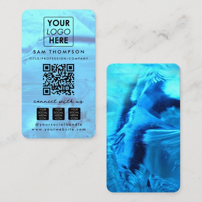 Cartão De Visita Código QR de Mídia Social Conecte-se Conosco Opal  (Frente/Verso)