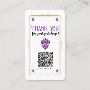 Cartão De Visita Código QR de Mídia Social Cristal de Ámbar Roxo Do