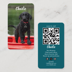 Cartão De Visita Código QR de Mídia Social de Cachorro Personalizad
