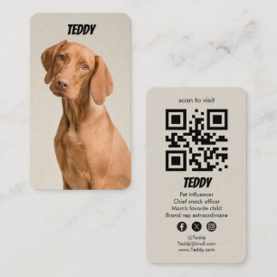 Cartão De Visita Código QR de Mídia Social de Cachorro Personalizad