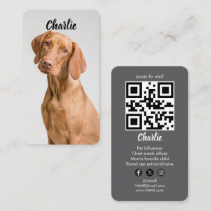 Cartão De Visita Código QR de Mídia Social de Cachorro Personalizad