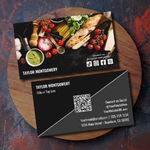 Cartão De Visita Código QR de Mídia Social de Catering