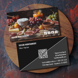 Cartão De Visita Código QR de Mídia Social de Catering