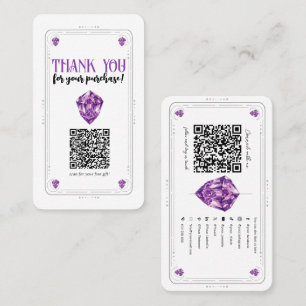 Cartão De Visita Código QR de Mídia Social de Cristal de Ámbar Roxo