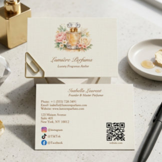Cartão De Visita Código QR de Mídia Social de Perfume em Aquarela E