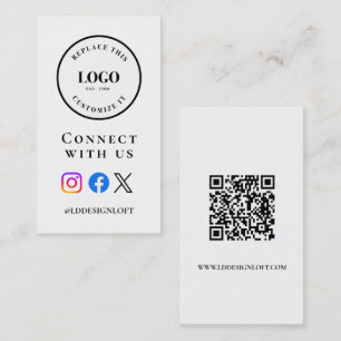 Cartão De Visita código QR de mídia social empresarial site Logotip