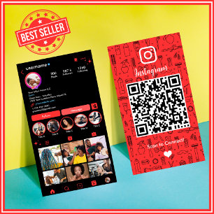Cartão De Visita Código QR de Mídia Social Instagram do Salão Verme
