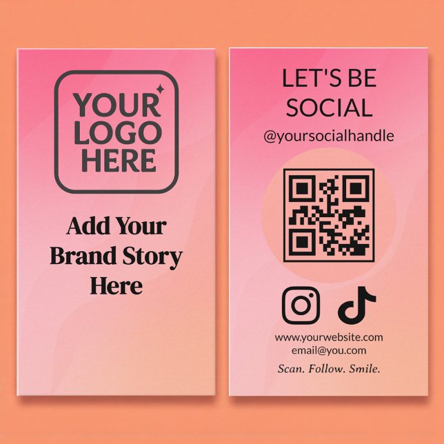 Cartão De Visita Código QR de Mídia Social Let's Connect (Criador carregado)