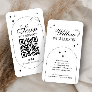 Cartão De Visita Código QR de Mídia Social Logotipo de Roteiro Vint