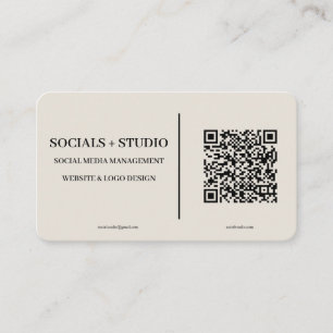Cartão De Visita Código QR de Mídia Social Mínima Moderna Simples