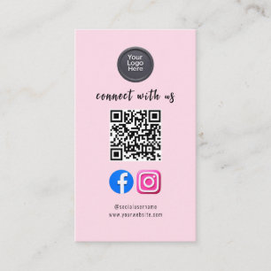 Cartão De Visita Código QR de Mídia Social Moderno Minimalista Eleg