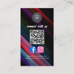 Cartão De Visita Código QR de Mídia Social Moderno Pro Minimalista 