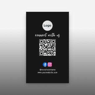 Cartão De Visita Código QR de Mídia Social Moderno Pro Minimalista 