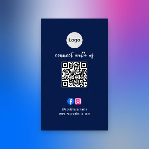 Cartão De Visita Código QR de Mídia Social Moderno Pro Minimalista 