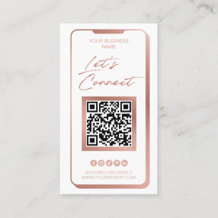 Cartão De Visita Código QR de Mídia Social Moderno Rosa Feminina