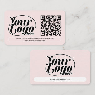 Cartão De Visita Código QR de Mídia Social Rosa Marketing Profissio