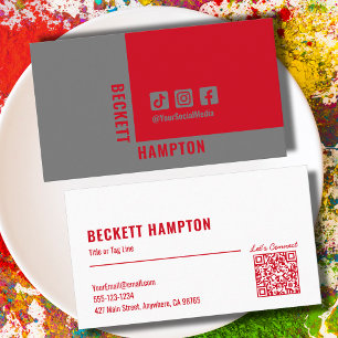 Cartão De Visita Código QR de mídia social simples