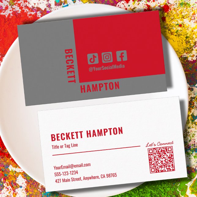 Cartão De Visita Código QR de mídia social simples (Criador carregado)