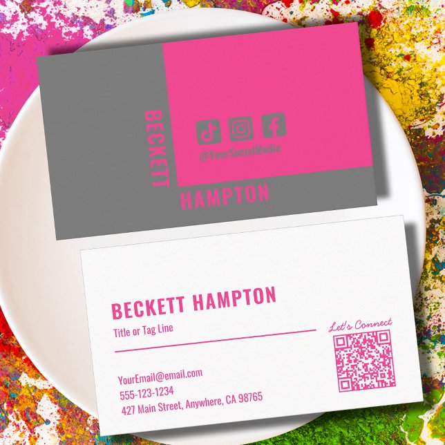 Cartão De Visita Código QR de mídia social simples (Criador carregado)