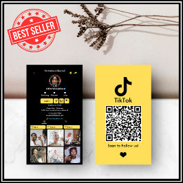 Cartão De Visita Código QR de mídia social TikTok amarelo