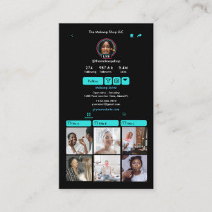 Cartão De Visita Código QR de Mídia Social Turquesa do TikTok