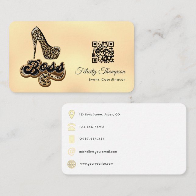 Cartão De Visita Código QR de Moda (Frente/Verso)