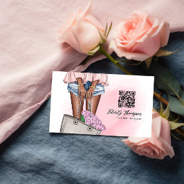 Cartão De Visita Código QR de moda em jeans rosa e azul