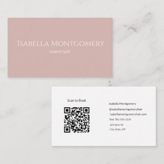 Cartão De Visita Código QR de Negócios de Estilista de Cabelo Rosa 