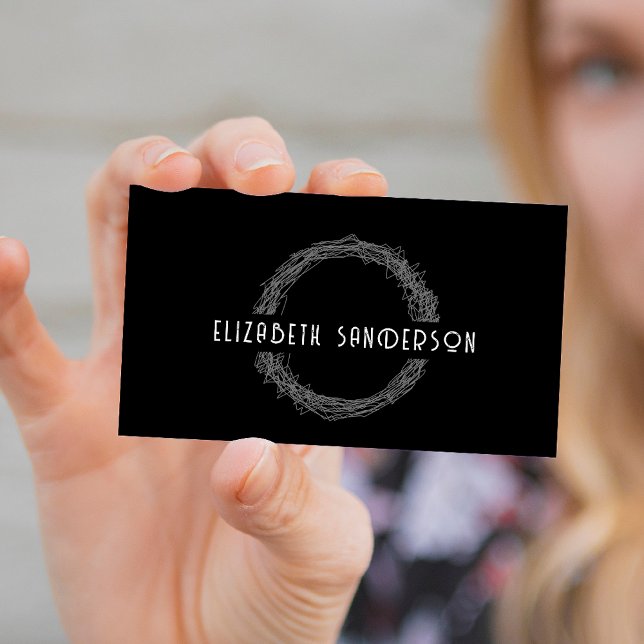 Cartão De Visita Código QR de Negócios Negros Modernos (Criador carregado)