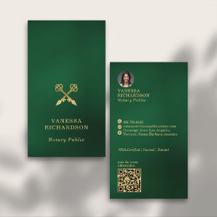 Cartão De Visita Código QR de Notário do Caneta Notário Dourado Ver