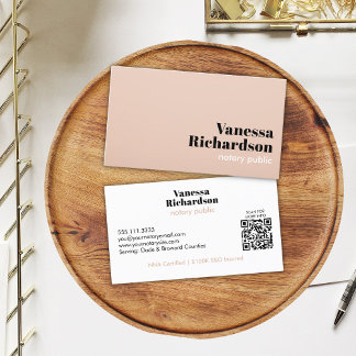 Cartão De Visita Código QR de Notário Mínimo da Rosa claro Clássica