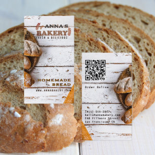 Cartão De Visita Código QR de Padaria Caseira Rústica Local