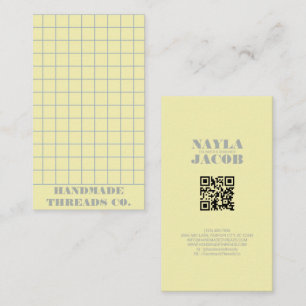 Cartão De Visita Código QR de Padrão Verificado Amarelo Pálido