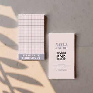 Cartão De Visita Código QR de Padrão Verificado Roxo Moderno