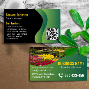 Cartão De Visita Código QR de Paisagismo e Manutenção de Jardim Mod