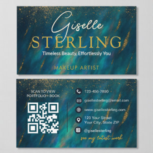 Cartão De Visita Código QR de Pedra Opala Verde
